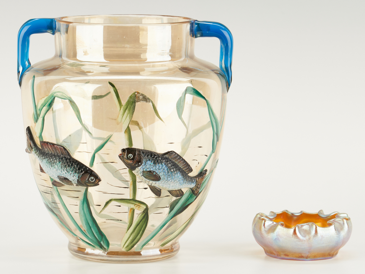 Lot 540: Tiffany Favrile Bowl & French Art Glass Vase