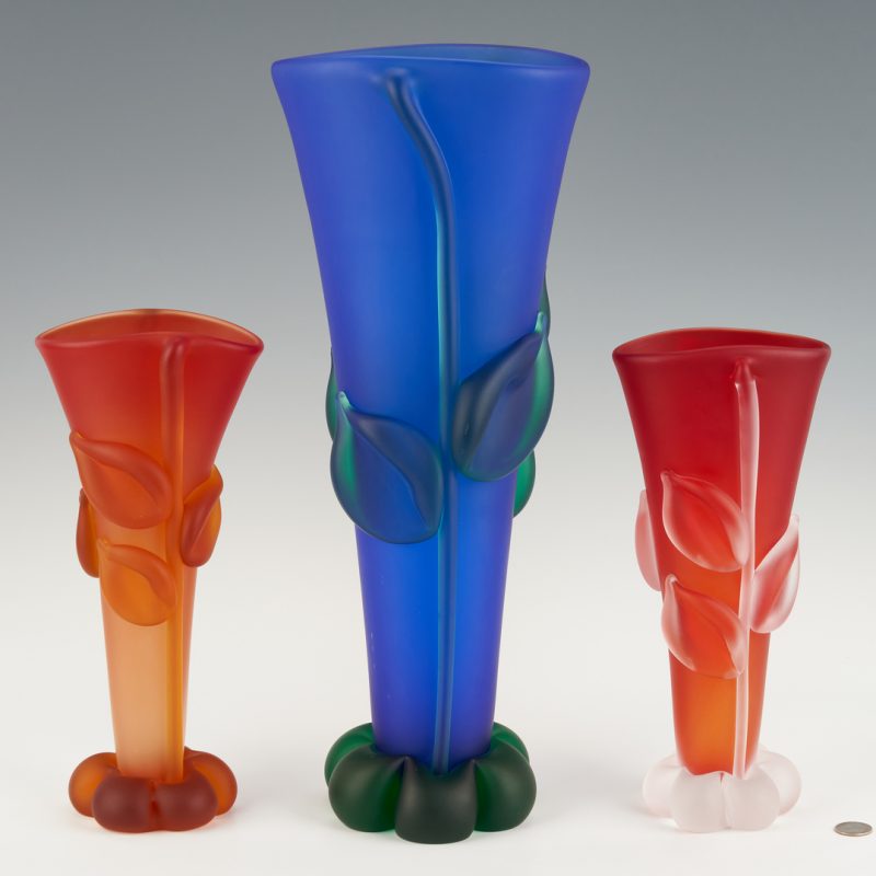 Lot 545: 3 Tommie Rush Art Glass Vases