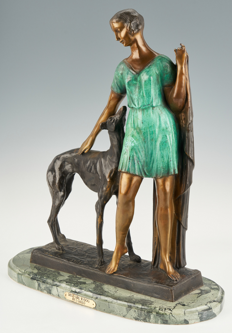 Lot 556: Ignacio Gallo Bronze Sculpture, Girl with Greyhound