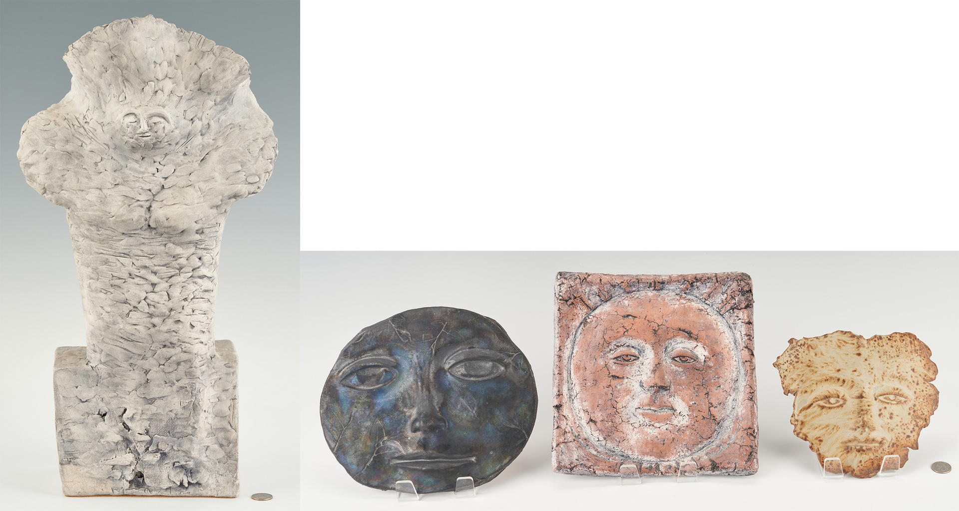 Lot 558: 3 Olen Bryant Ceramic Sculptures & 1 other