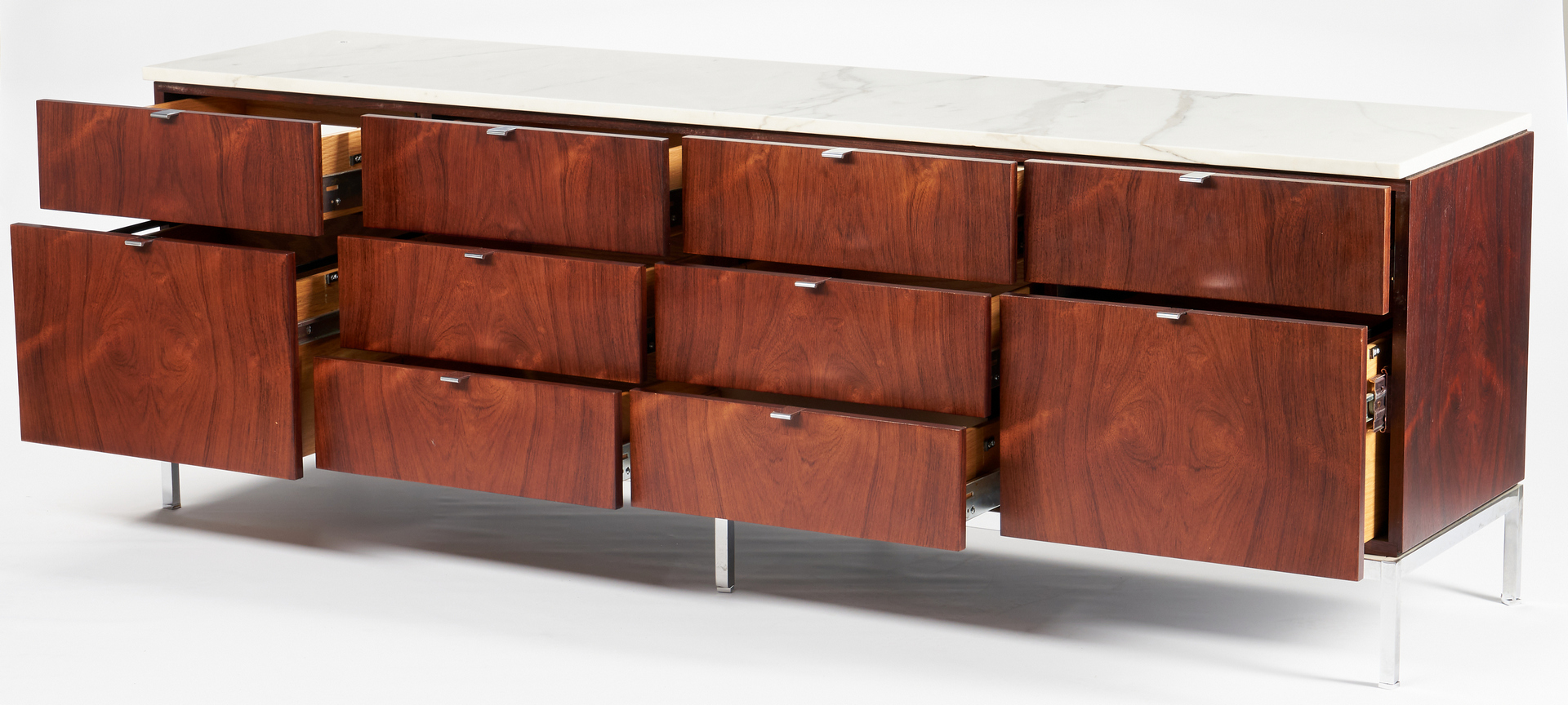 Lot 587: 1960s Labeled Knoll Credenza w/ Marble Top & Drawers