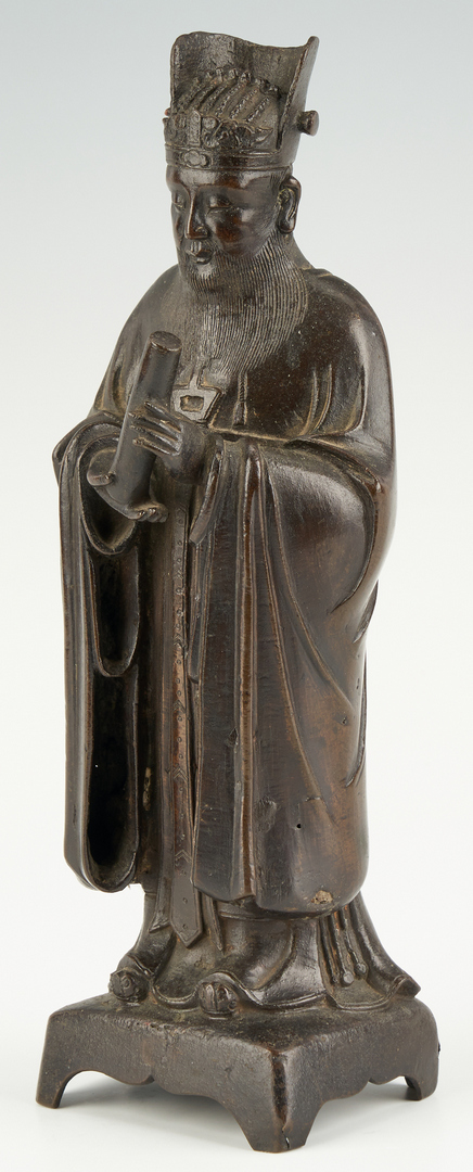 Lot 5: Chinese Daoist Bronze Figure, poss.Wen Chang