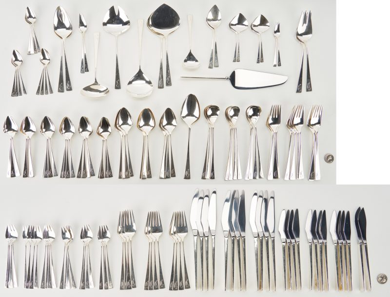 Lot 61: Reed & Barton "Dimension" Service for 12 Sterling Flatware