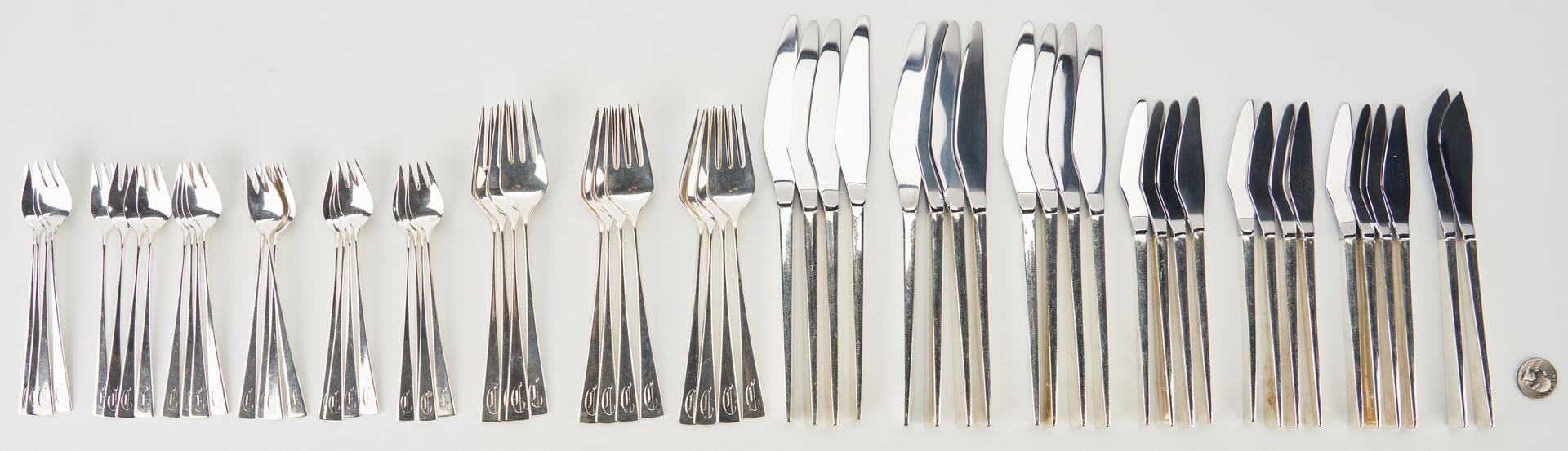 Lot 61: Reed & Barton "Dimension" Service for 12 Sterling Flatware