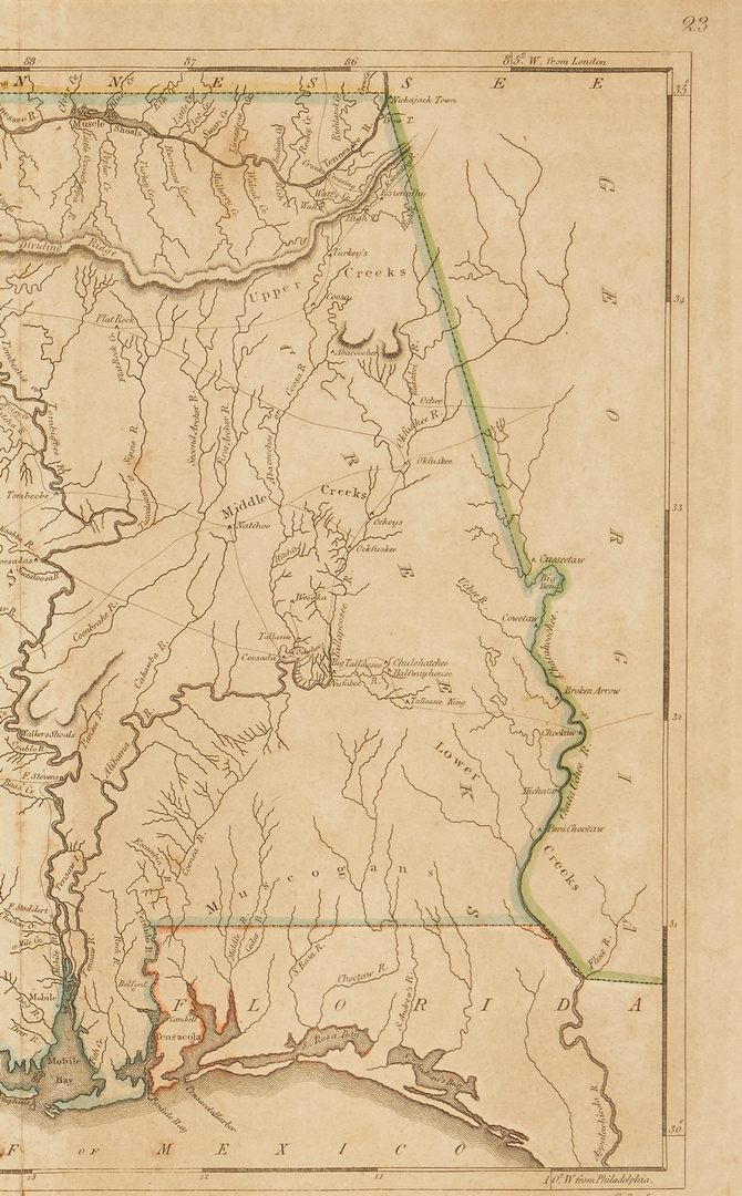 Lot 623: 1814 Map of Mississippi Territory inc. Alabama
