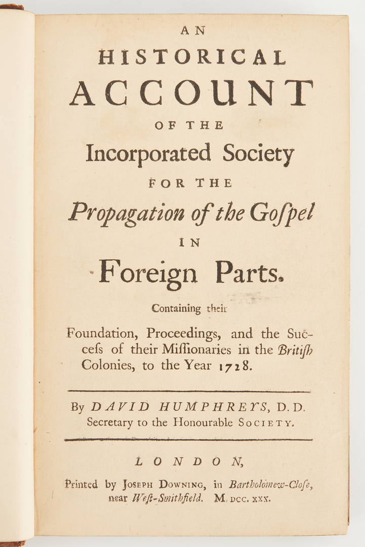 Lot 626: Humphreys Historical Account 1730 w/ Maps inc. Carolina