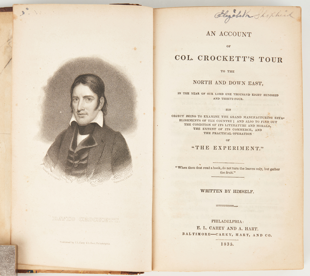 Lot 629: 2 Davy Crockett Books, incl. 1st Ed. Account 1835