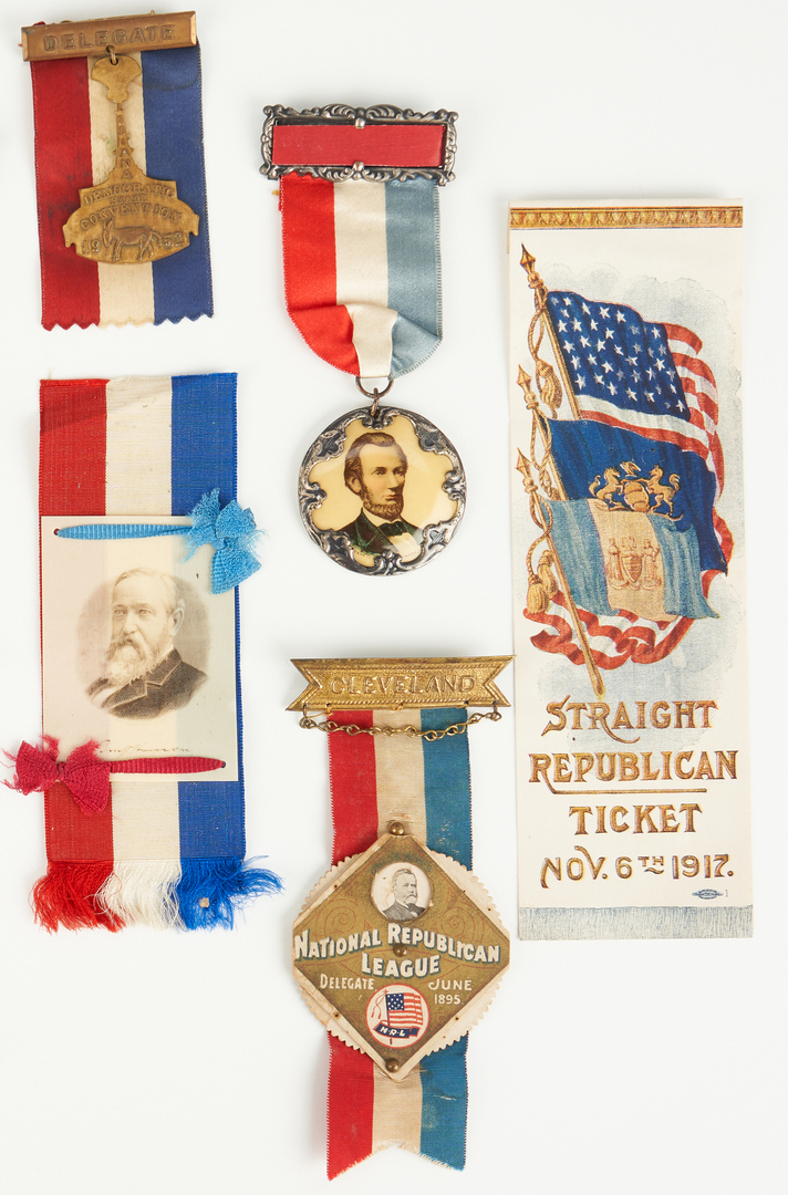 Lot 660: 11 Political Party Ribbon Badges & Ribbons inc. Taft