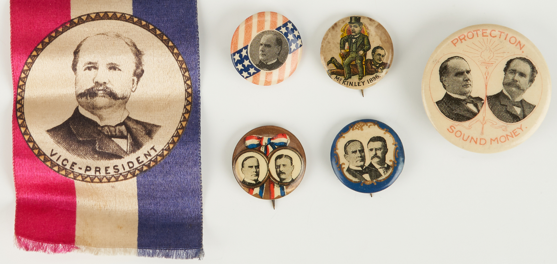 Lot 663: 9 William McKinley Presidential Campaign Button & Ribbons