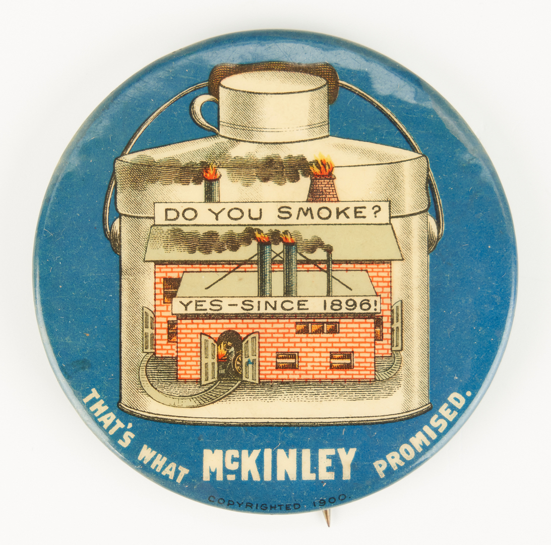 Lot 664: William McKinley "Do You Smoke?" Pinback Button, 1900