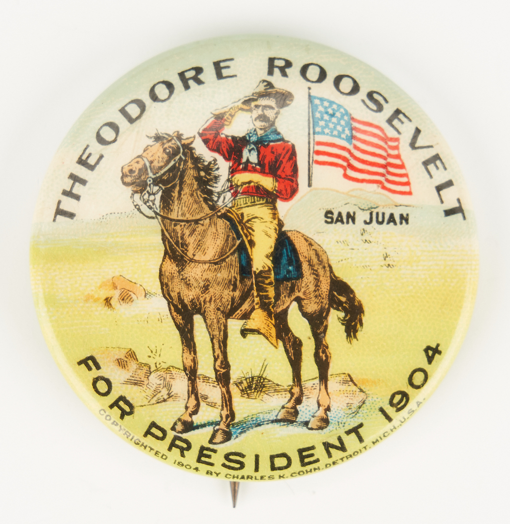 Lot 674: T. Roosevelt San Juan Hill Presidential Campaign Button, 1904