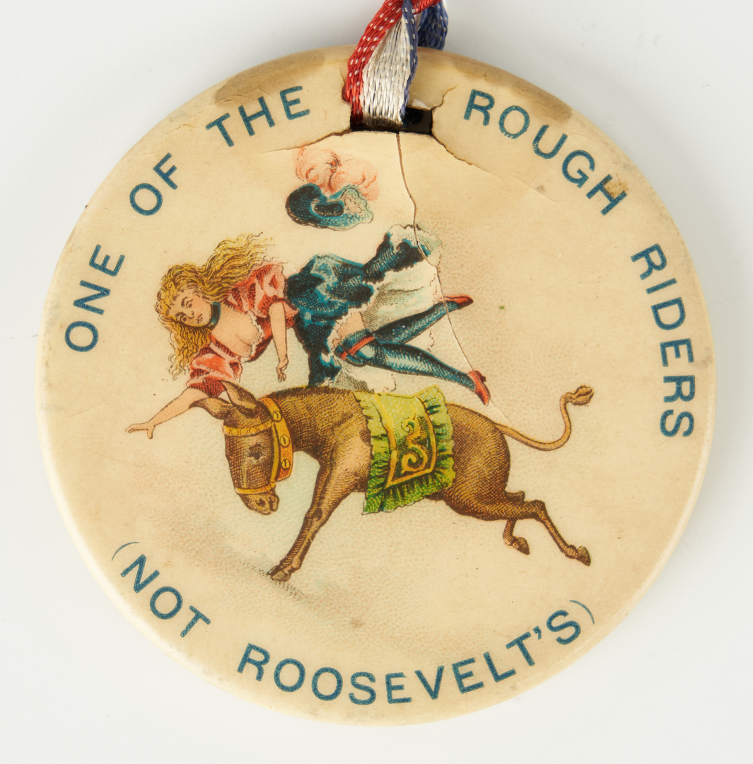 Lot 676: 5 T. Roosevelt Badge & Buttons, incl. Rough Riders