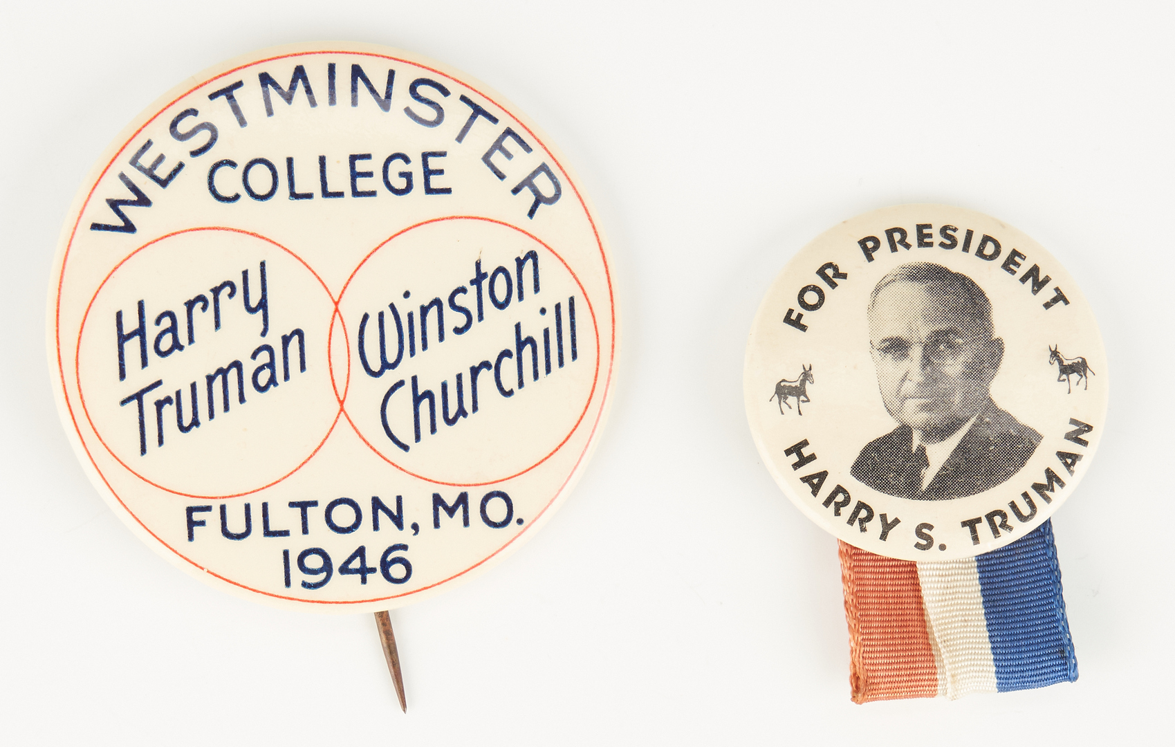 Lot 683: 4 Truman Buttons, incl. Churchill Westminster College