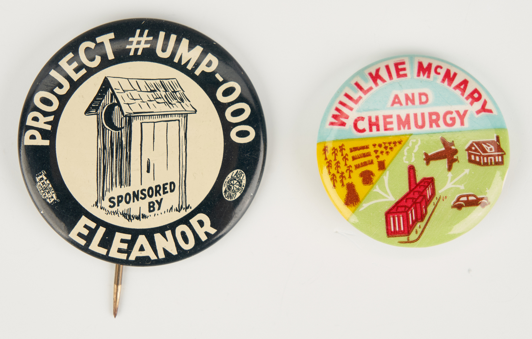 Lot 684: 5 Wendell Wilkie Buttons, incl. Willkie McNary and Chemurgy Button