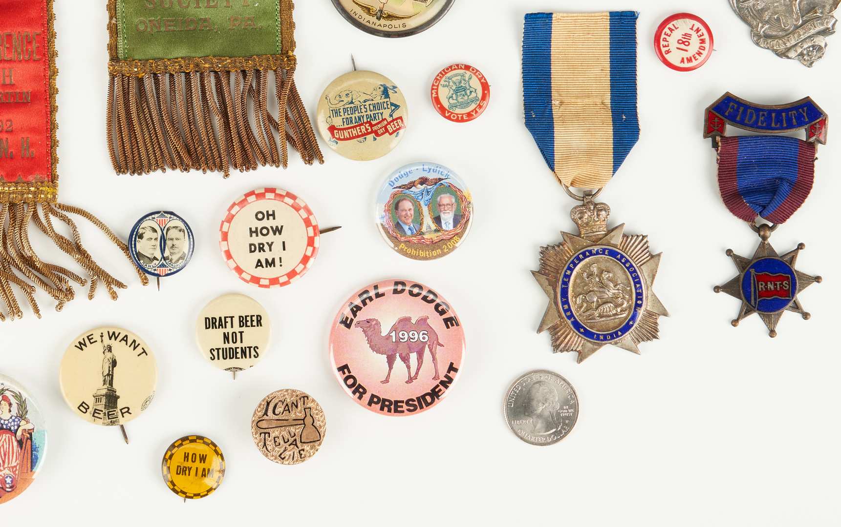 Lot 687: Group of Prohibition/Temperance Related Ephemera, incl. Campaign Buttons