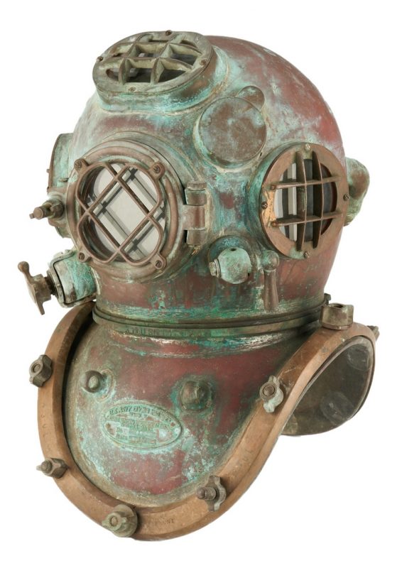 Vintage Scuba Patina Acid Antique Copper Brass Diving Helmet Navy Divers Helmet 