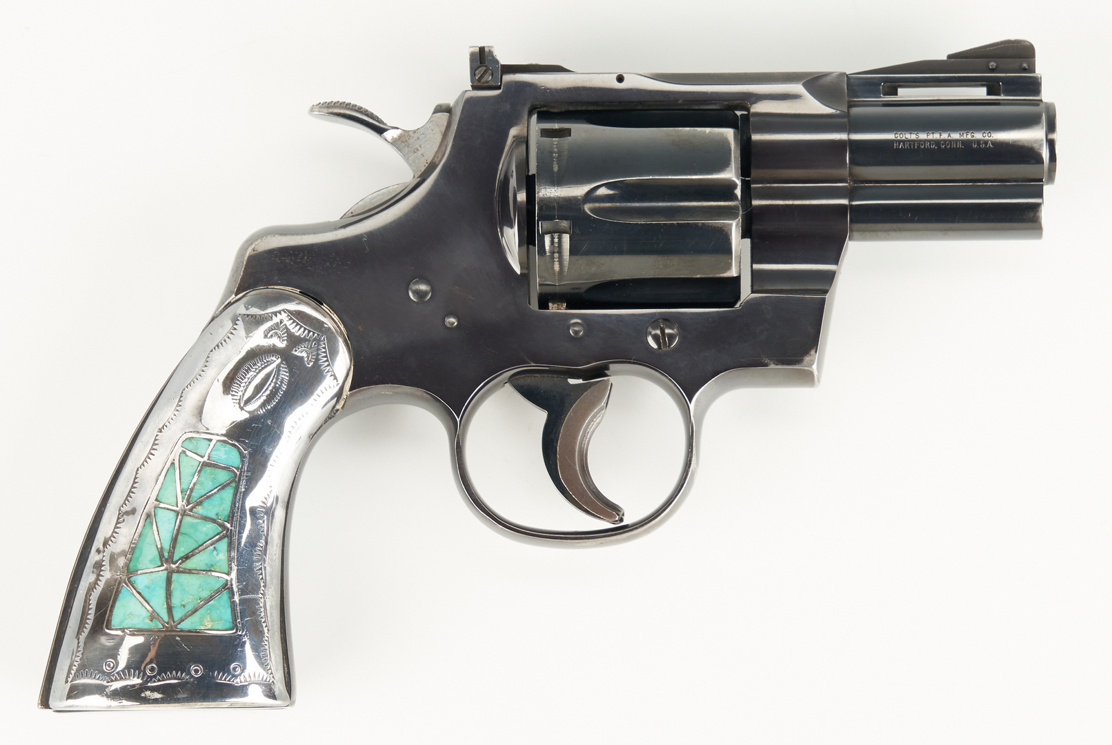 Lot 693: Colt Python w/ Silver and Turquoise Handles