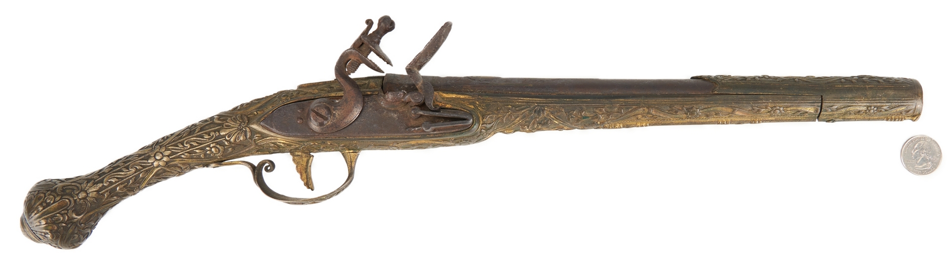 Lot 695: Turkish or Ottoman Flintlock Holster Pistol, .62 cal.