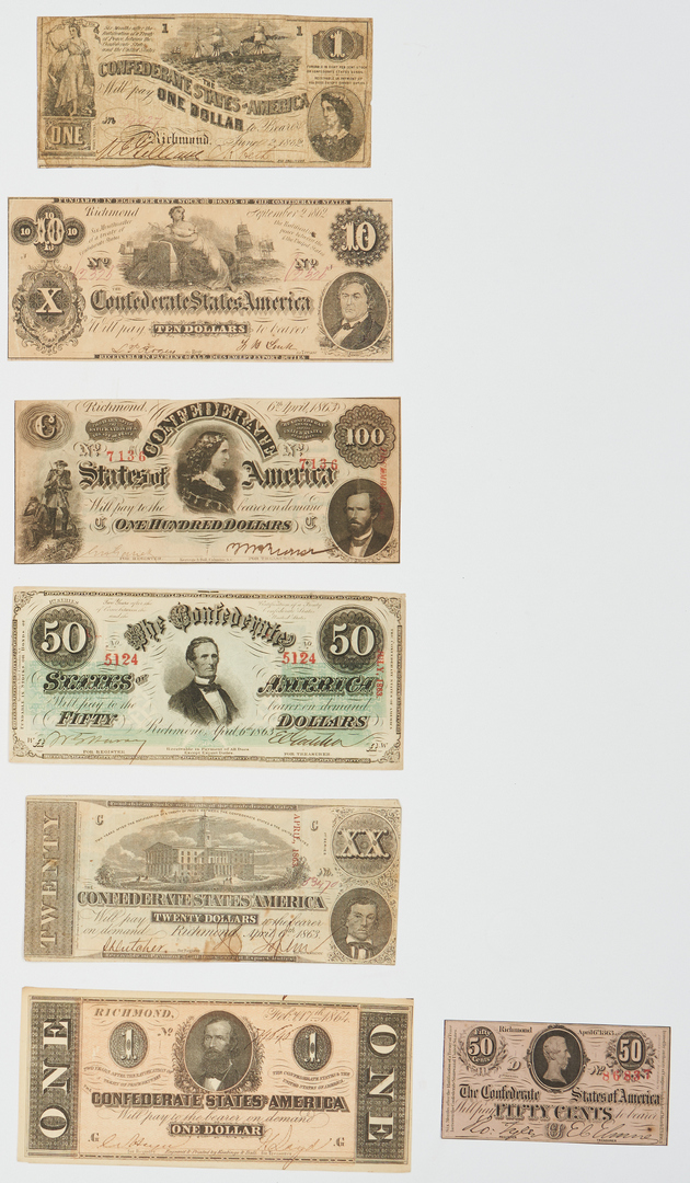 Lot 727: 20 Pcs. CSA Currency, incl. 8 dated 1861