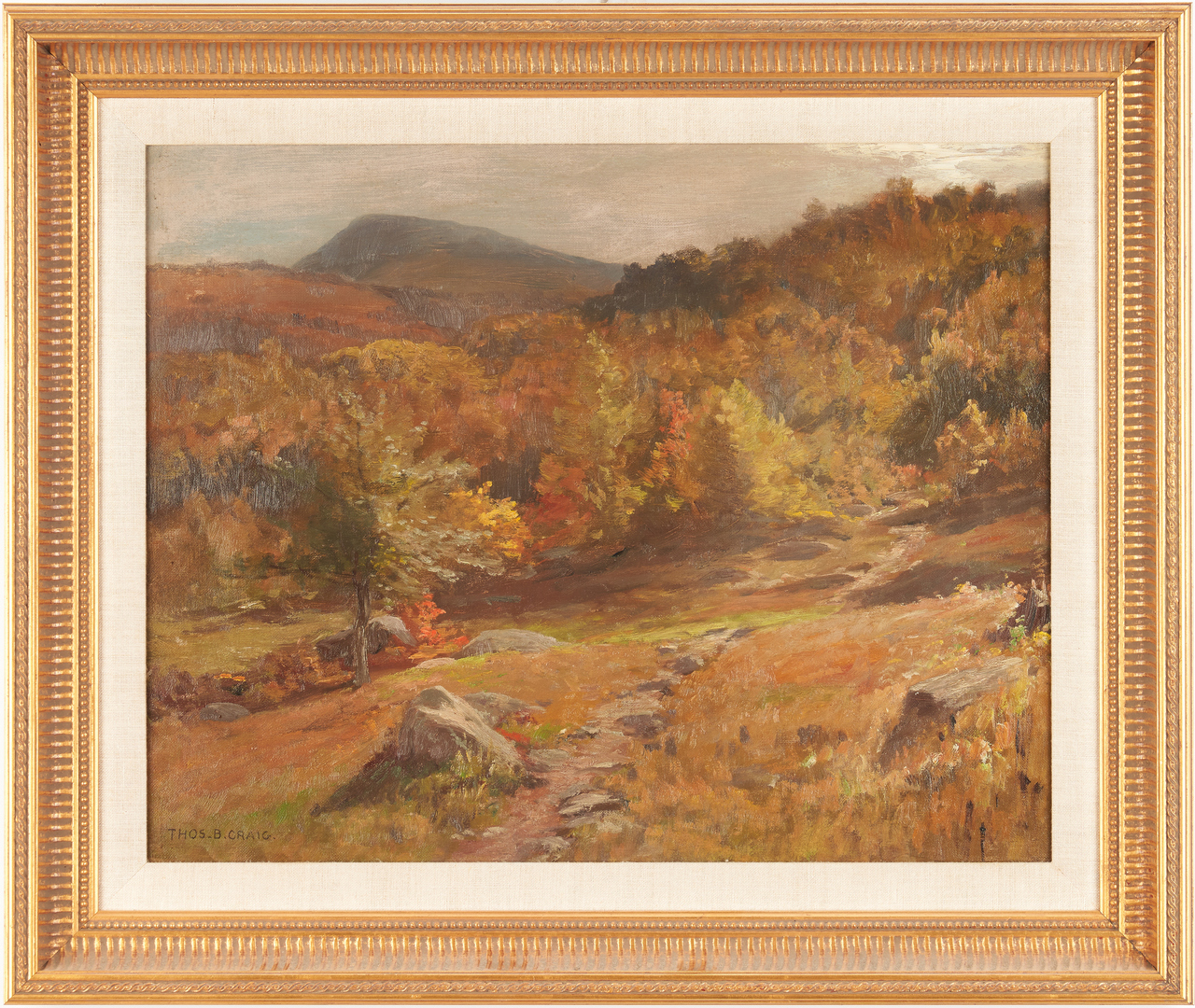Lot 750: Thomas Craig O/C Painting, New England Autumn Landscape
