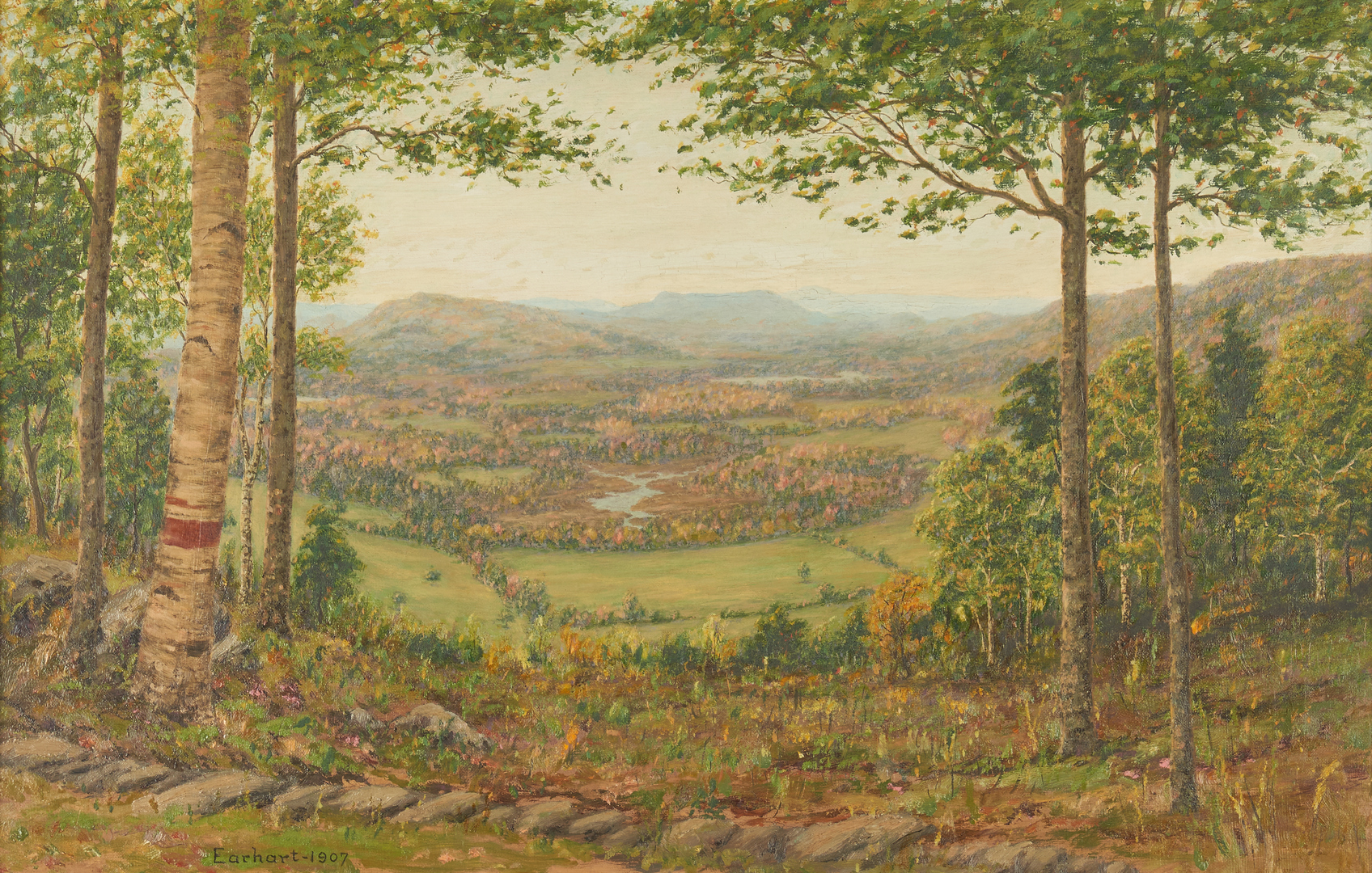 Lot 752: Panoramic Oil on Canvas Landscape, John Earhart