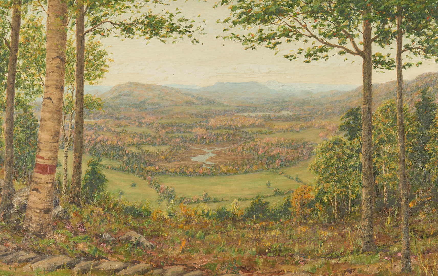 Lot 752: Panoramic Oil on Canvas Landscape, John Earhart