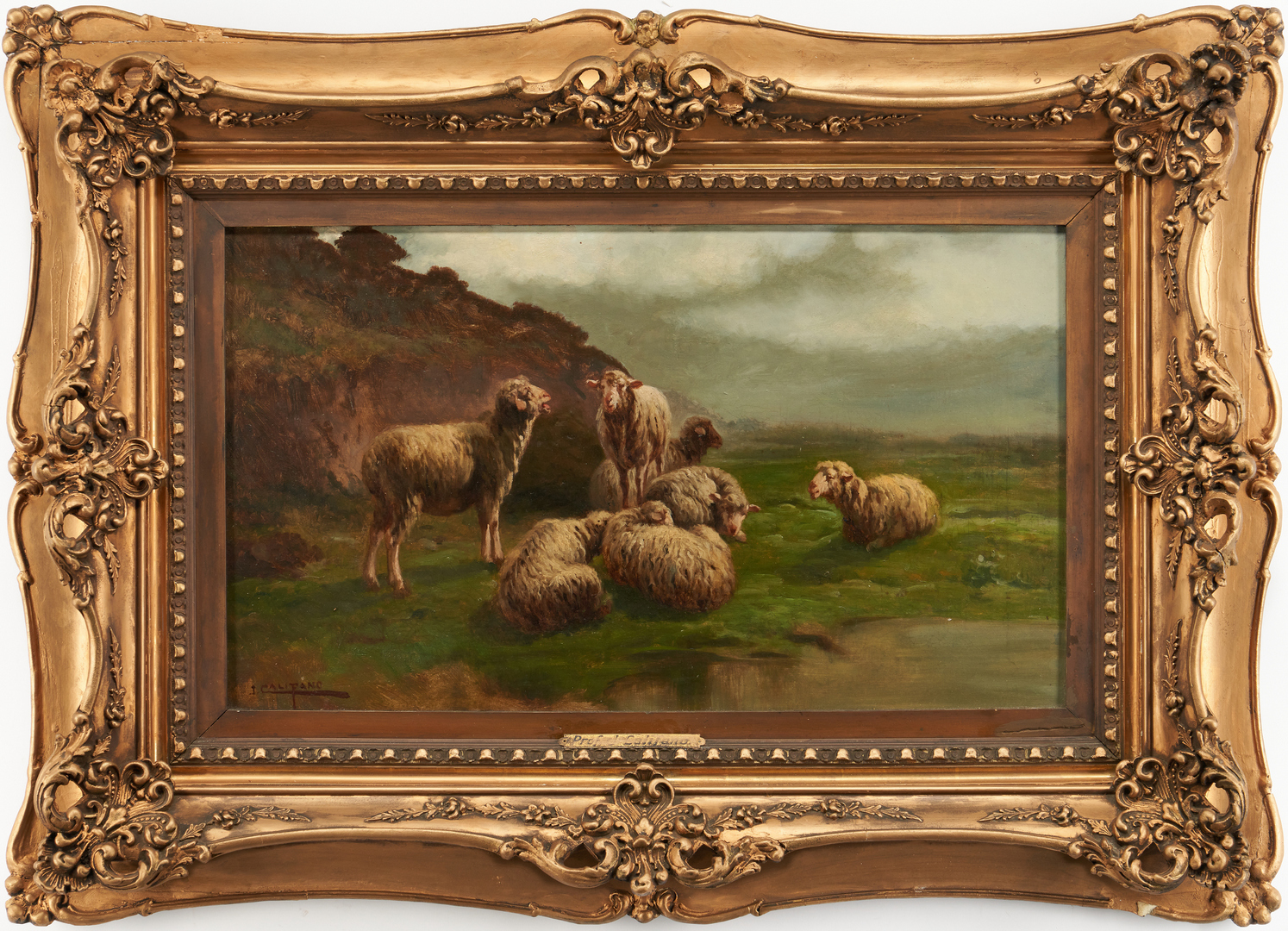 Lot 757: J. Califano O/B Landscape Painting of Sheep