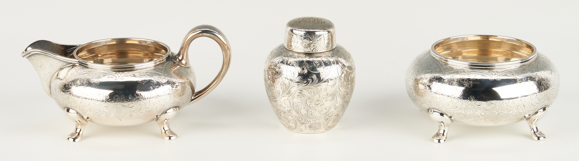 Lot 75: BSC Co. Sterling Tea Set inc. Kettle & Stand
