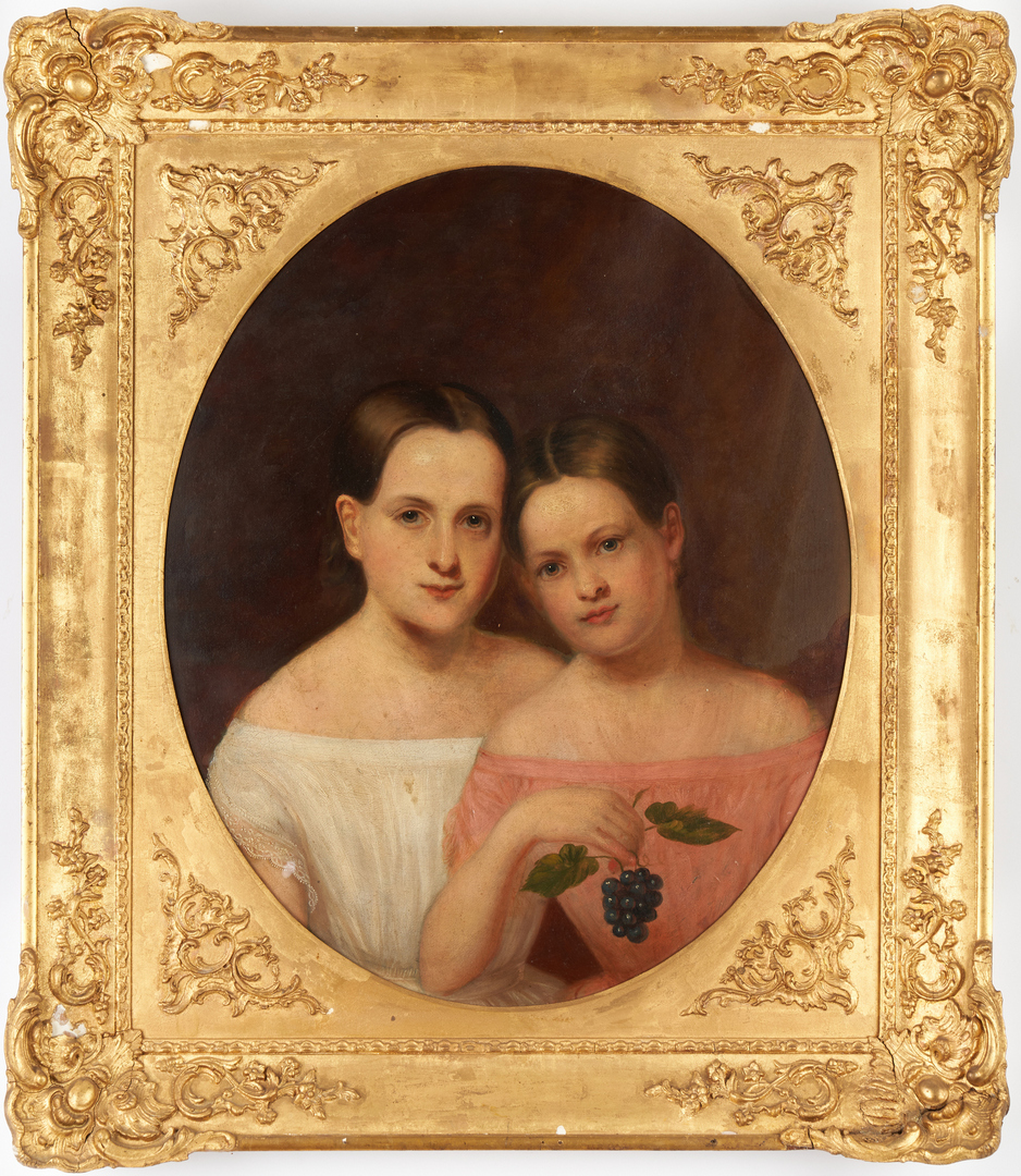 Lot 760: American School 19th C. Portrait of Two Girls