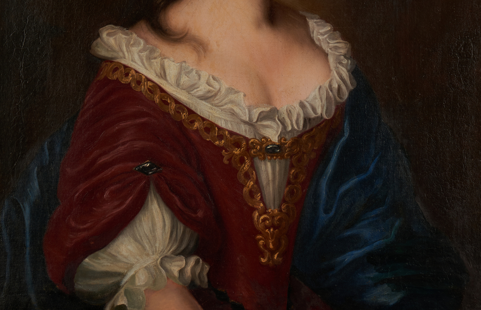 Lot 763: English School, 17th C. Portrait of Lady in Early Frame
