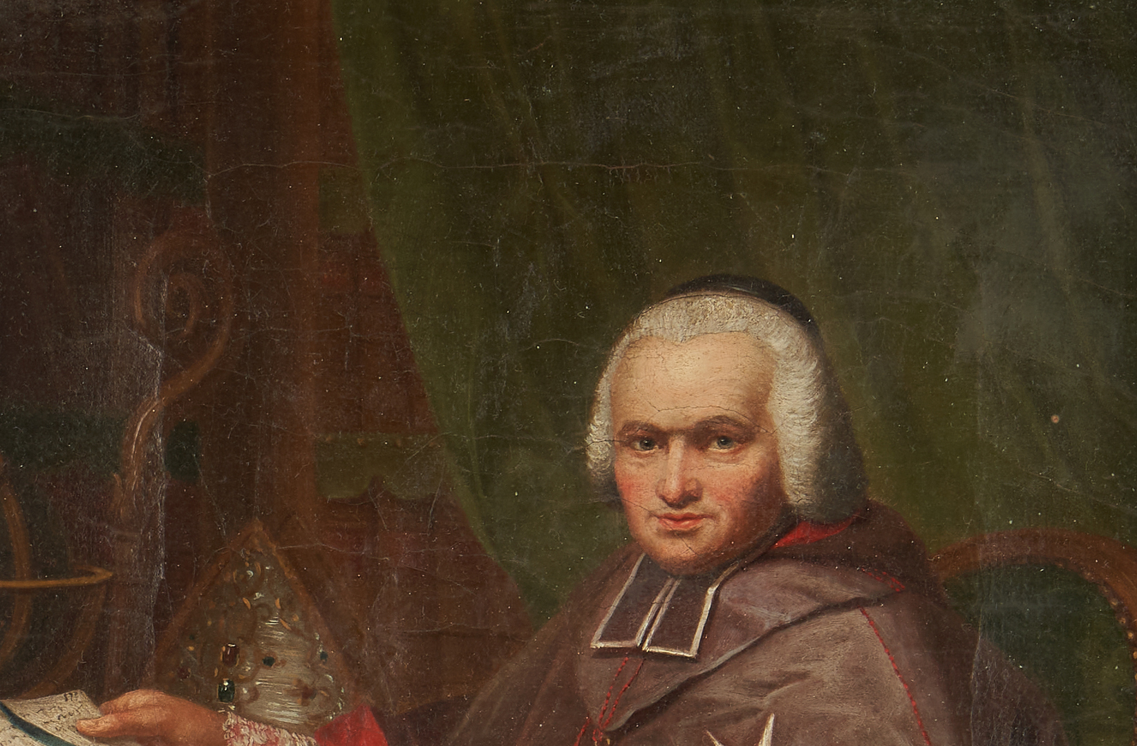 Lot 768: Continental School, Oil Portrait of a Cardinal
