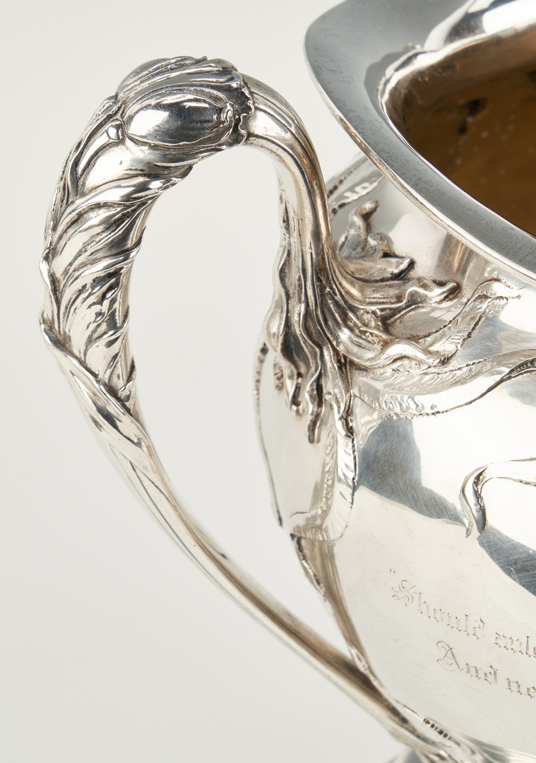 Lot 76: Large Art Nouveau Sterling Loving Cup, Dominick & Haff