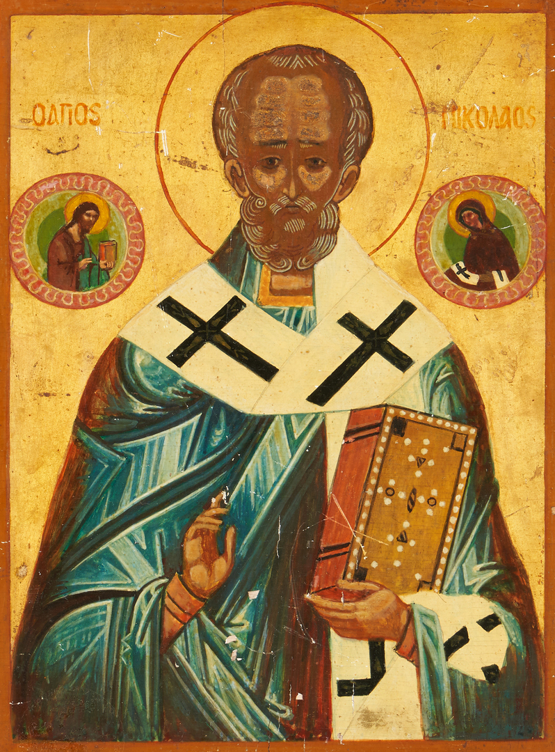 Lot 770: 2 Russian Icons: St. Nicholas and Ascension