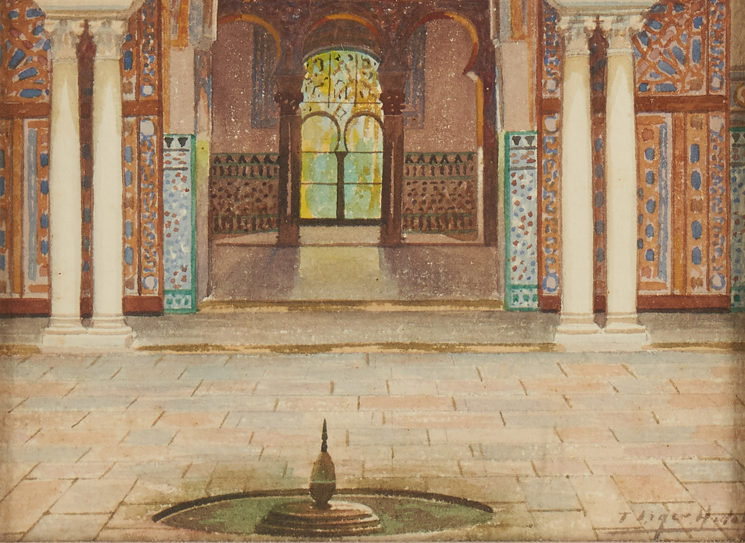 Lot 774: Watercolor of Islamic Palace or Temple
