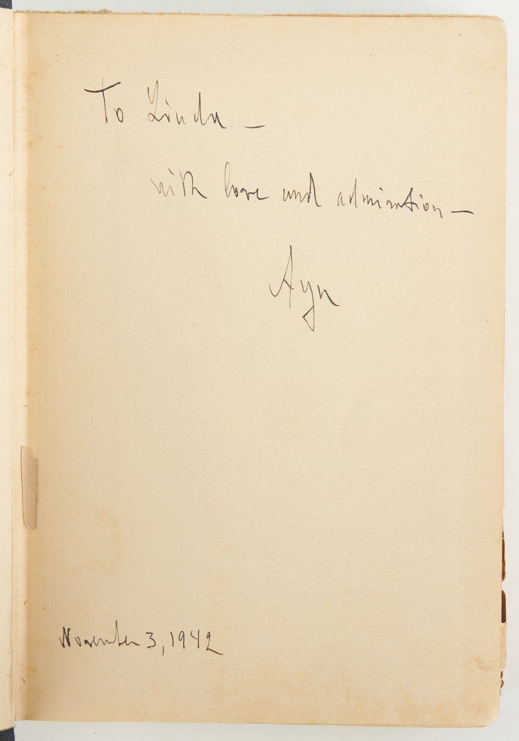 Lot 777: Ayn Rand Signed WE THE LIVING, 1940, 2 items