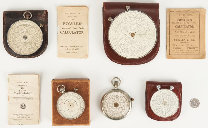 Lot 791: 5 Pocket Watch Style Circular Calculators, incl. Fowler's