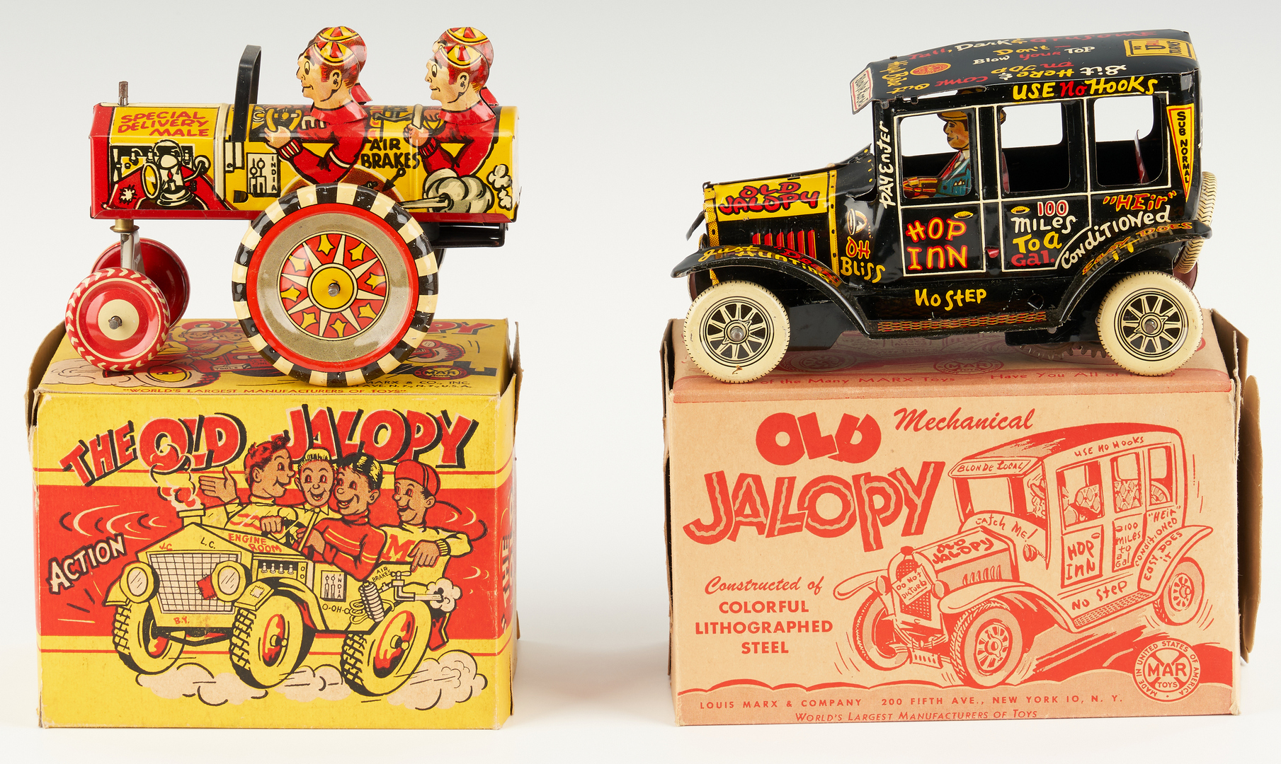 Lot 798: 2 Marx Old Jalopy Lithographed Toy Cars in Boxes