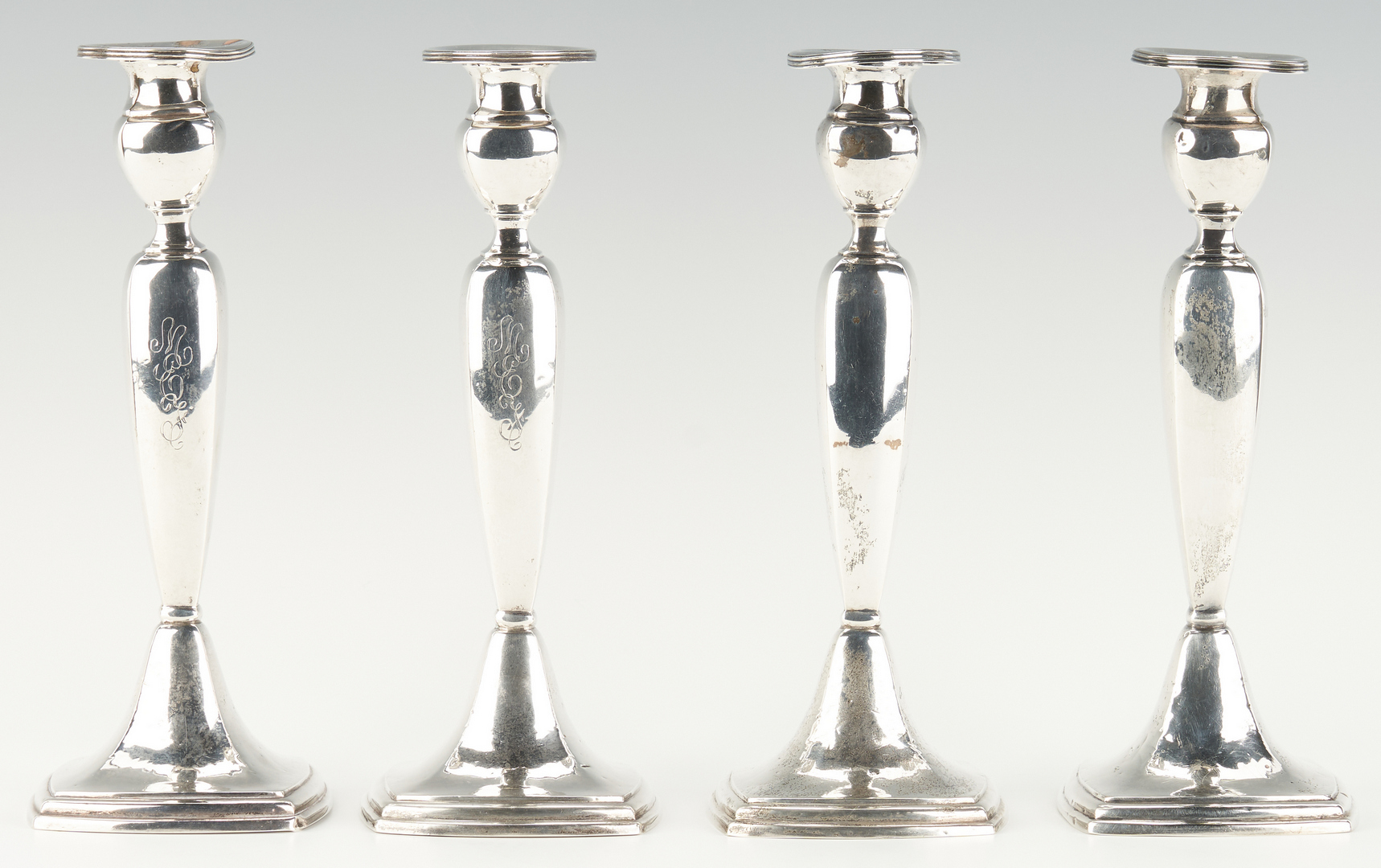 Lot 816: 3 Prs. Sterling Silver Candlesticks, 6 items