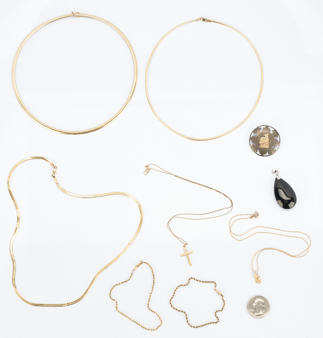 Lot 845: 8 14K Yellow Gold & 1 Sterling Jewelry Items