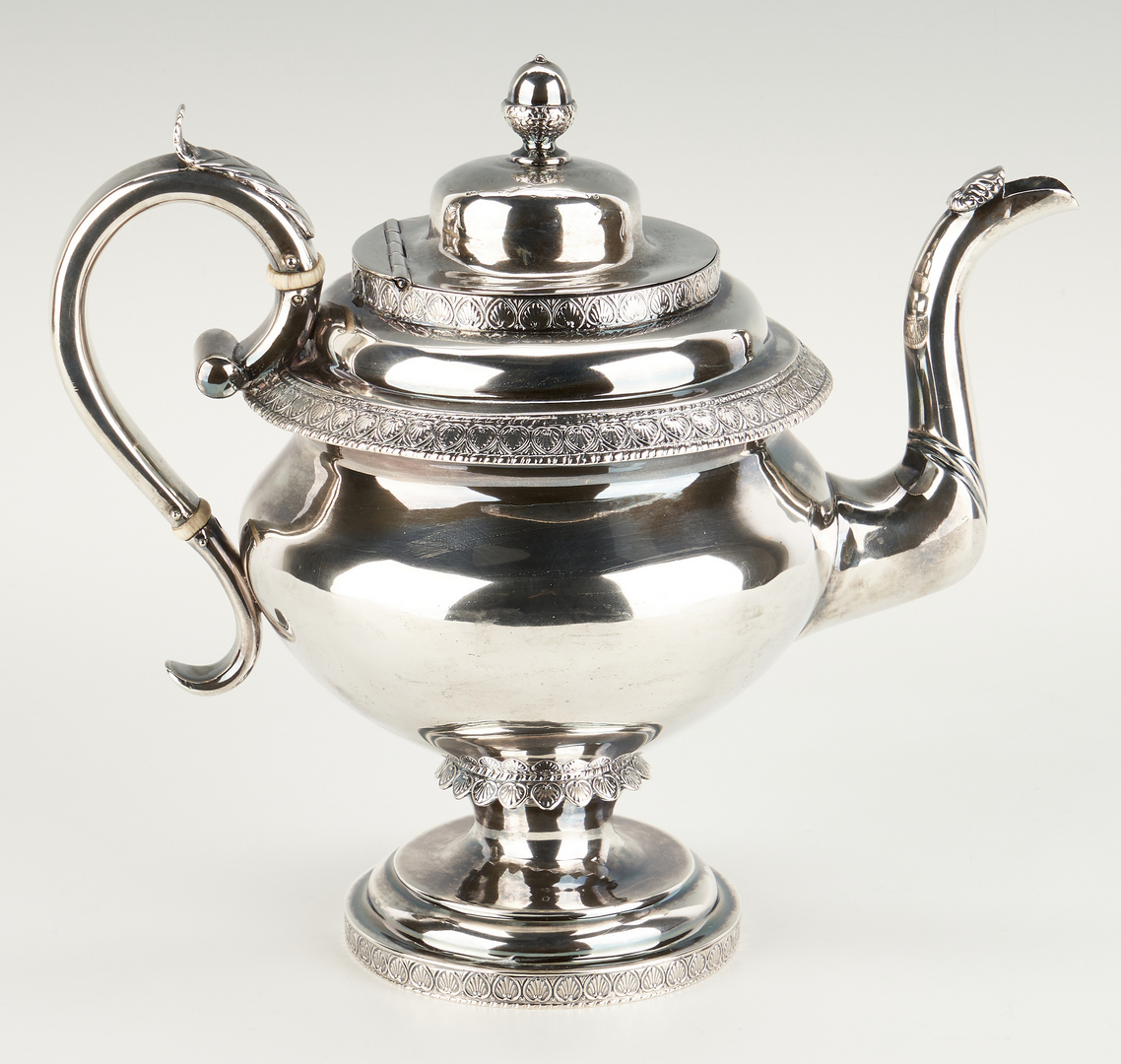 Lot 84: Anthony Rasch Coin Silver Tea Set attr. New Orleans