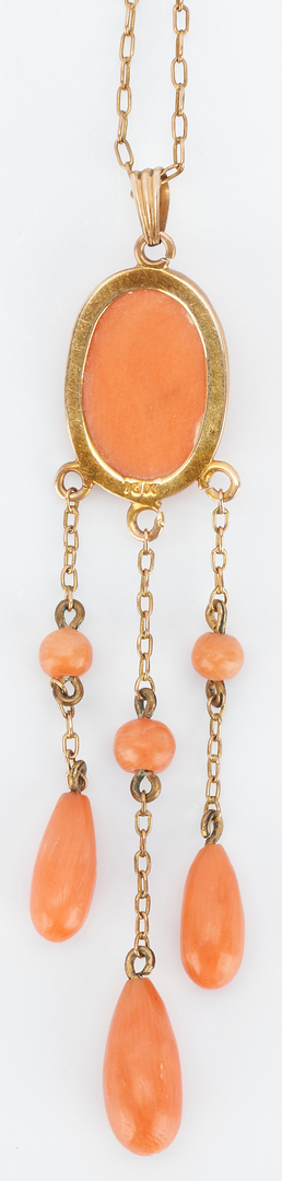 Lot 859: 3 Jewelry Items, incl. Gold, Cameo & Coral