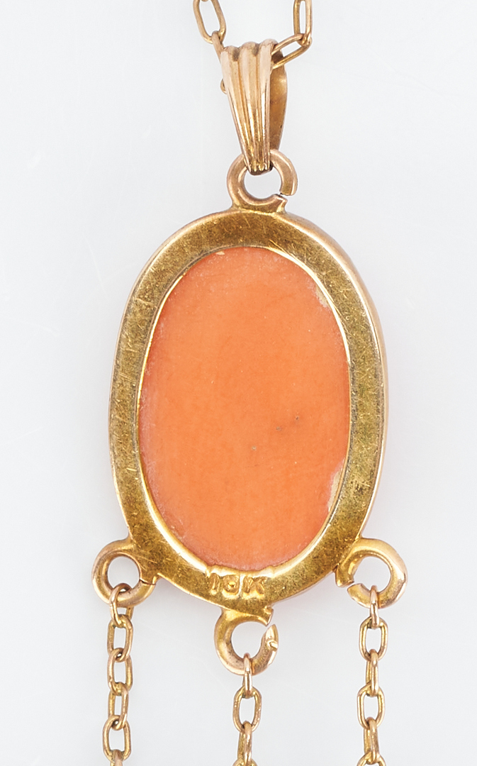 Lot 859: 3 Jewelry Items, incl. Gold, Cameo & Coral