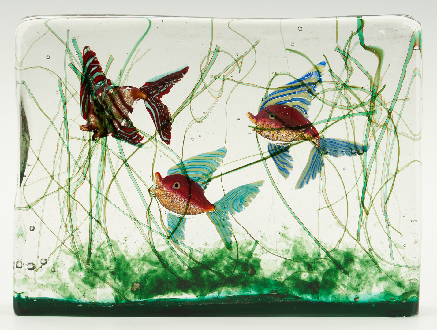 Lot 873: Murano Glass Aquarium, Rooster and Fish