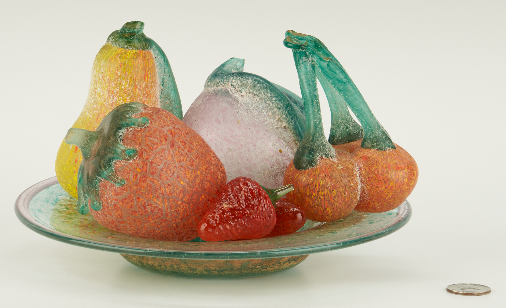 Lot 874: 6 Pcs.  Murano Glass Fruit w/ Plate