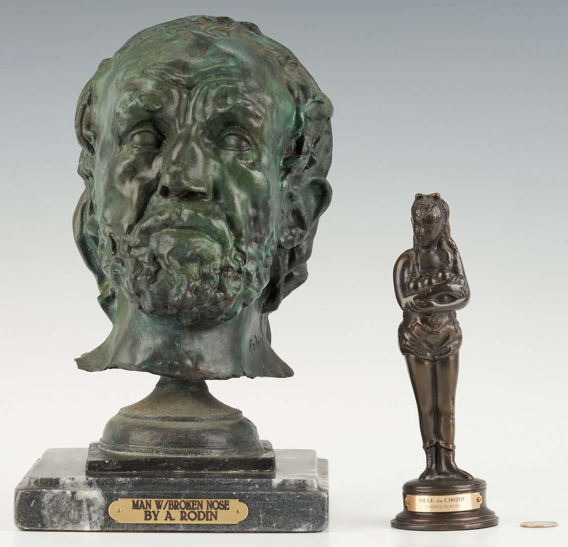 Lot 906: 4 Bronze Sculptures or Plaques, incl. after Rodin, Renoir
