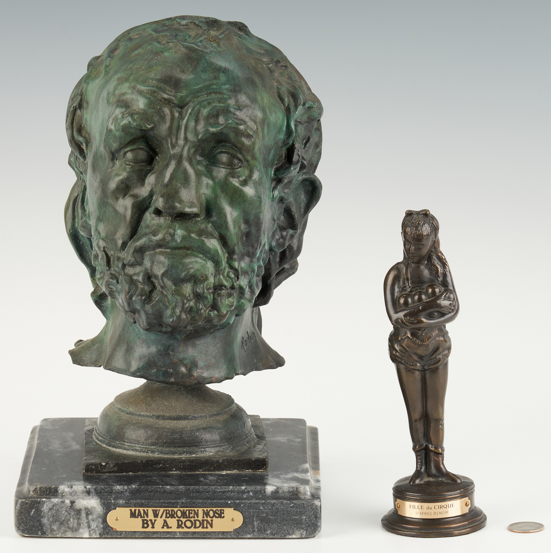 Lot 906: 4 Bronze Sculptures or Plaques, incl. after Rodin 