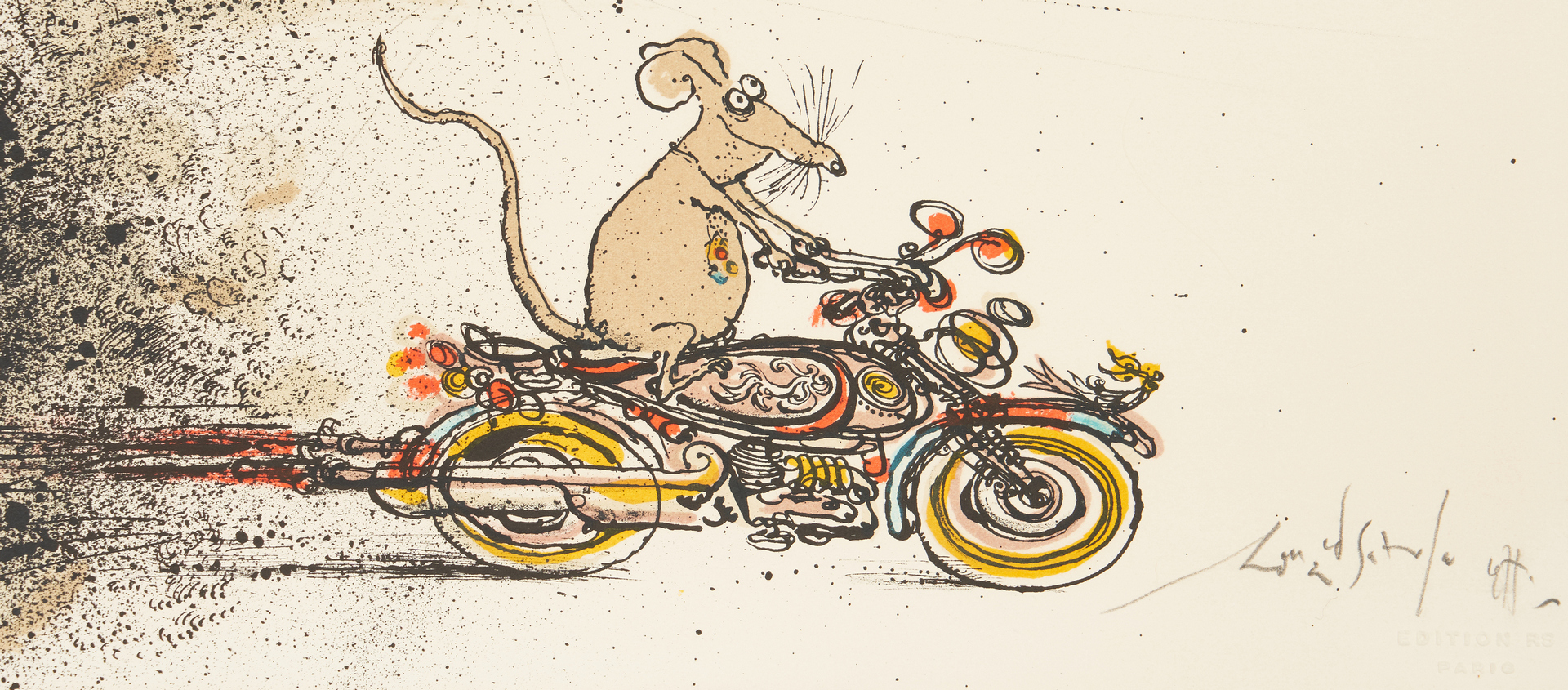 Lot 907: Ronald Searle Signed Litho, "Rat Race"