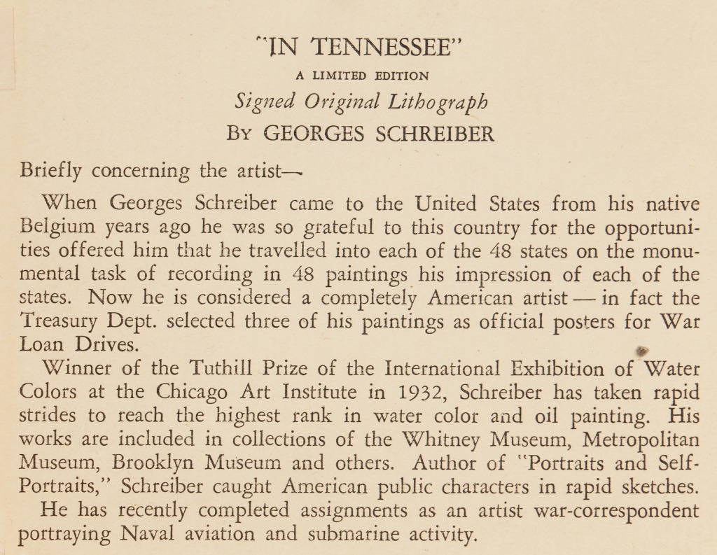 Lot 909: 3 Associated American Artists Lithos, incl. G. Schreiber, Costigan, Dehn
