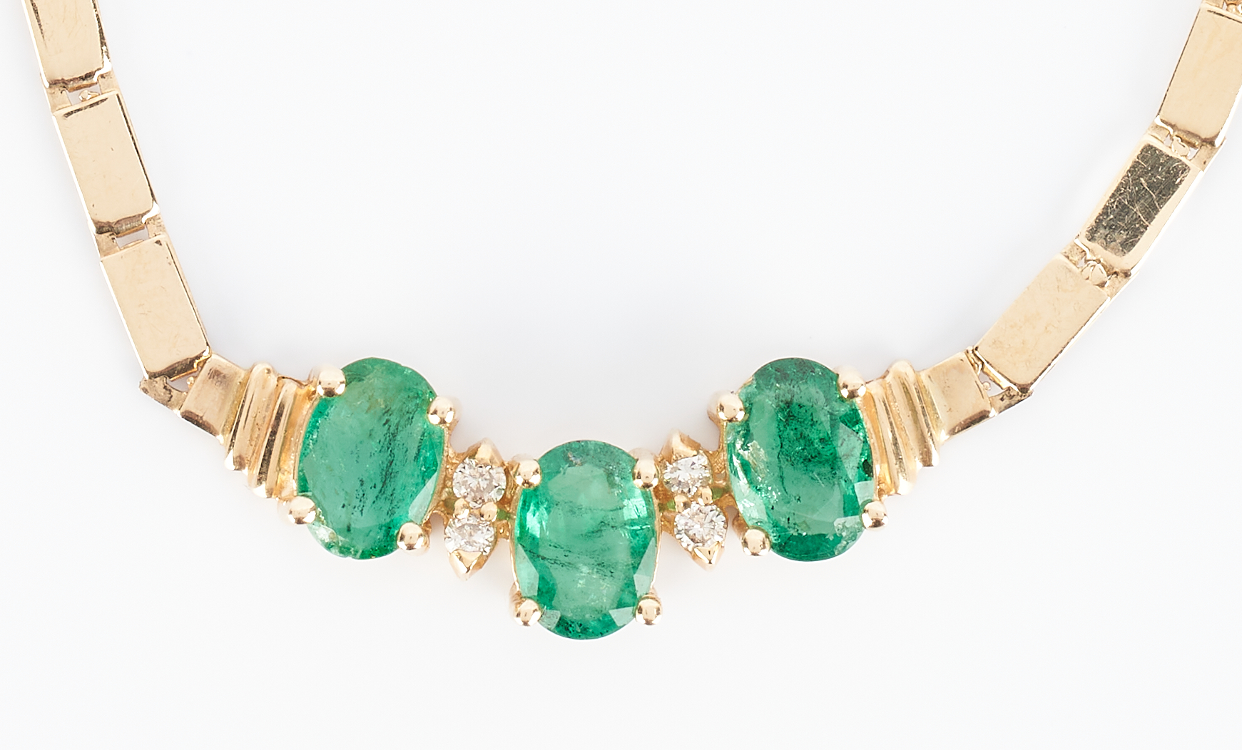 Lot 915: 14K Emerald and Diamond Necklace