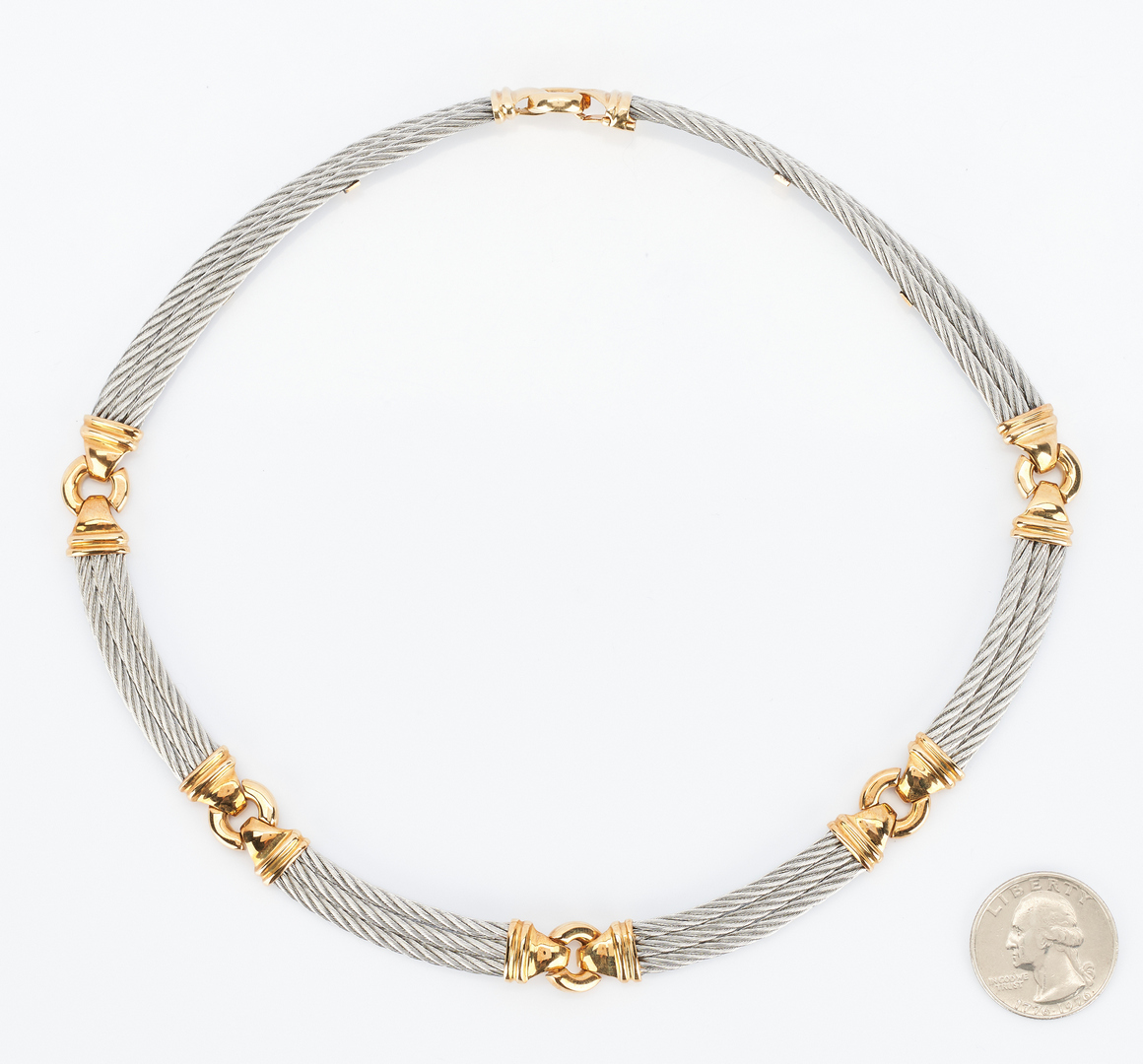 Lot 929: Phillipe Charriol 18K & Stainless Steel Necklace
